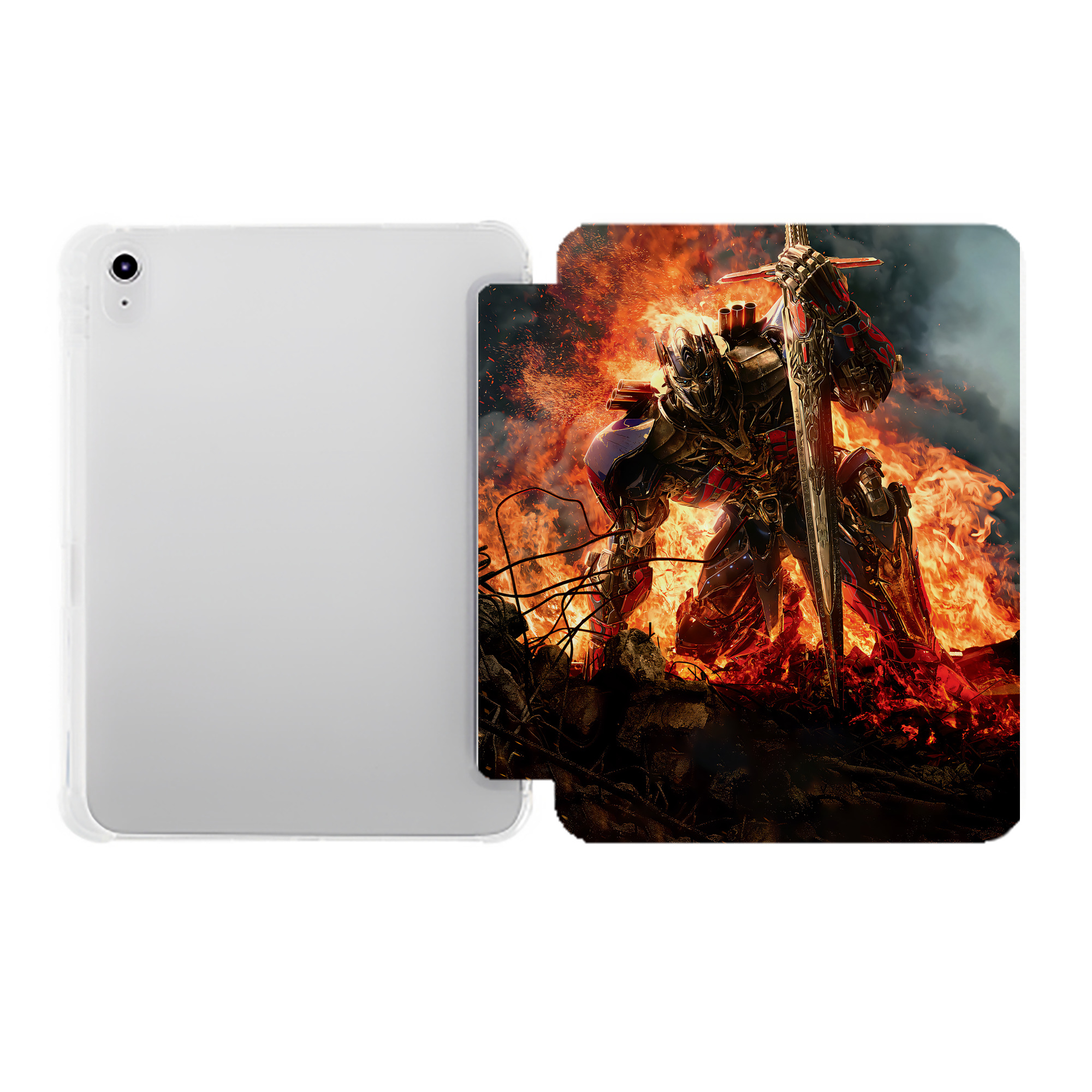 （画像用） Transformers トランスフォーマー IPad ケース ペン収納付き 三つ折りスタンド PUレザー×シリコン 対応機種9.5/10.5/10.9インチ